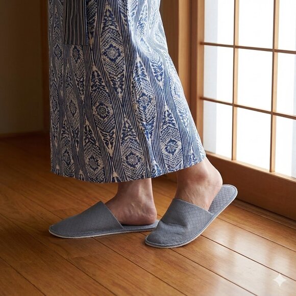 Quilted Closed Toe Slippers with Anti-Slip Sole for Guests,Travel (Unisex) - Picture 6 of 6